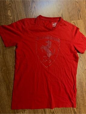 PUMA Scuderia Ferrari Race - Tonal Shield Graphic Tee - Rosso Corsa Red